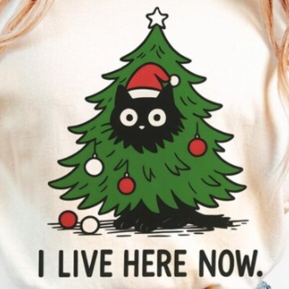 Christmas Tree Cat Shirt, Funny Cat Christmas T-Shirt - Picture 2 of 4